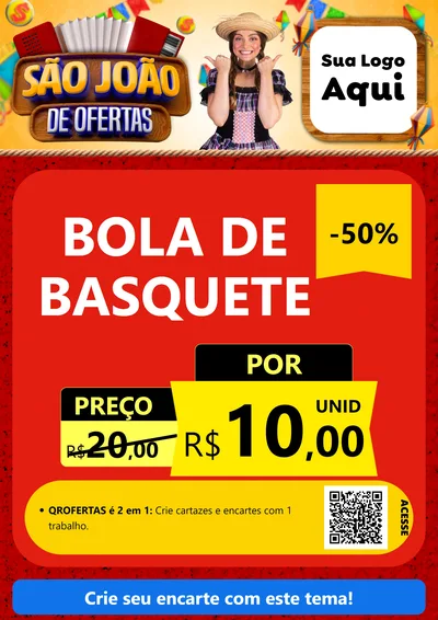 Modelo de Cartaz para Cartaz A4 Vertical com o tema São João de Ofertas para Artigos Esportivos