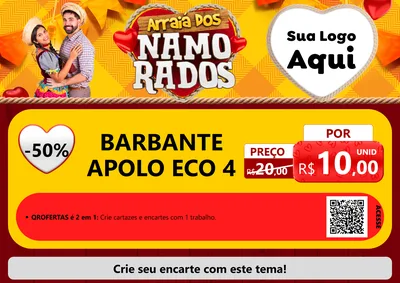 Modelo de Cartaz para Cartaz A4 Horizontal com o tema Arraiá dos Namorados para Armarinho e Aviamentos