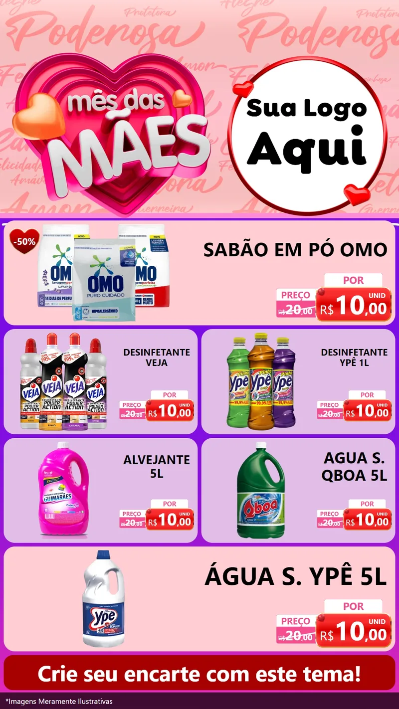 Modelo de TV para TV Vertical com o tema Mês Das Mães para Produtos de Limpeza