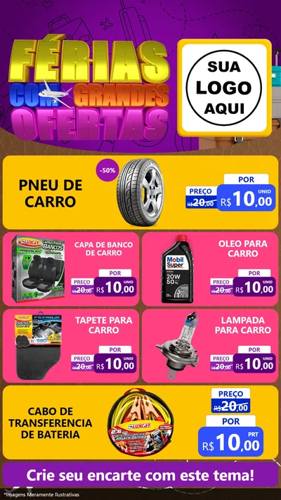 Modelo de TV para TV Vertical com o tema Férias com Grandes Ofertas para Auto peças
