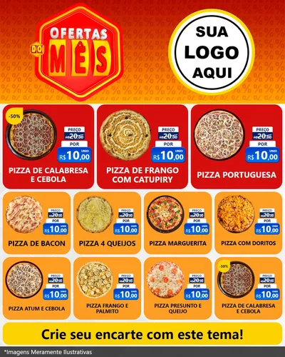 Modelo de Rede Social para Feed Instagram com o tema Ofertas do Mês para Pizzaria