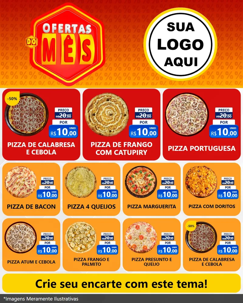 Modelo de Rede Social para Feed Instagram com o tema Ofertas do Mês para Pizzaria