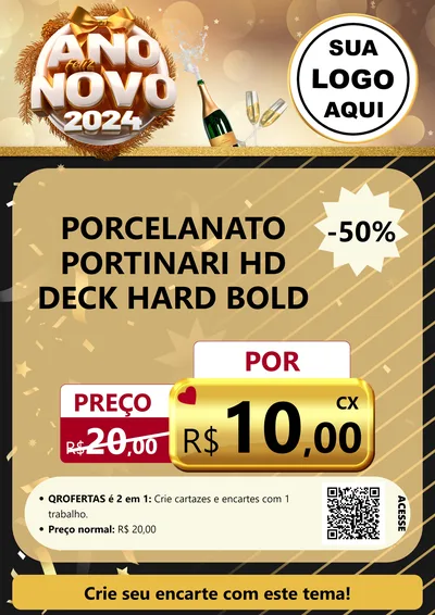 Modelo de Cartaz para Cartaz A4 Vertical com o tema Feliz Ano Novo 2027 para Pisos e revestimentos