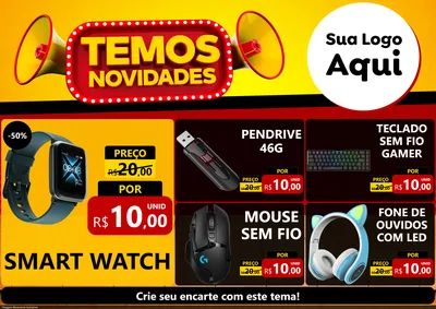 Modelo de Encarte para Encarte A4 Horizontal com o tema Temos Novidades para Informática