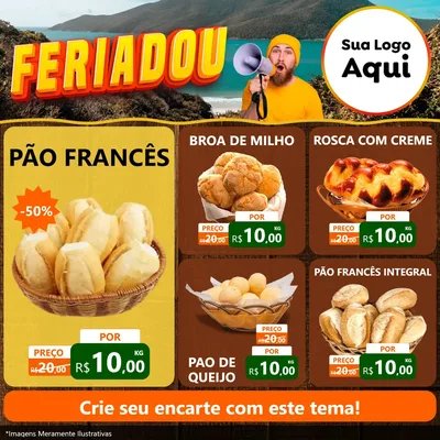 Modelo de Rede Social para Feed Facebook com o tema Feriadou para Padaria