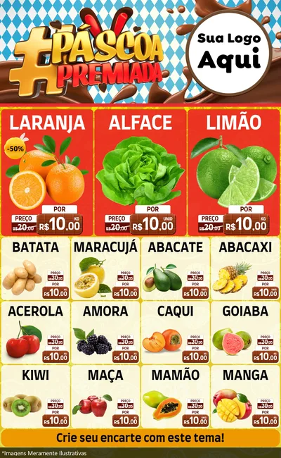 Modelo de Encarte para Encarte Grande com o tema Páscoa Premiada para Hortifrúti