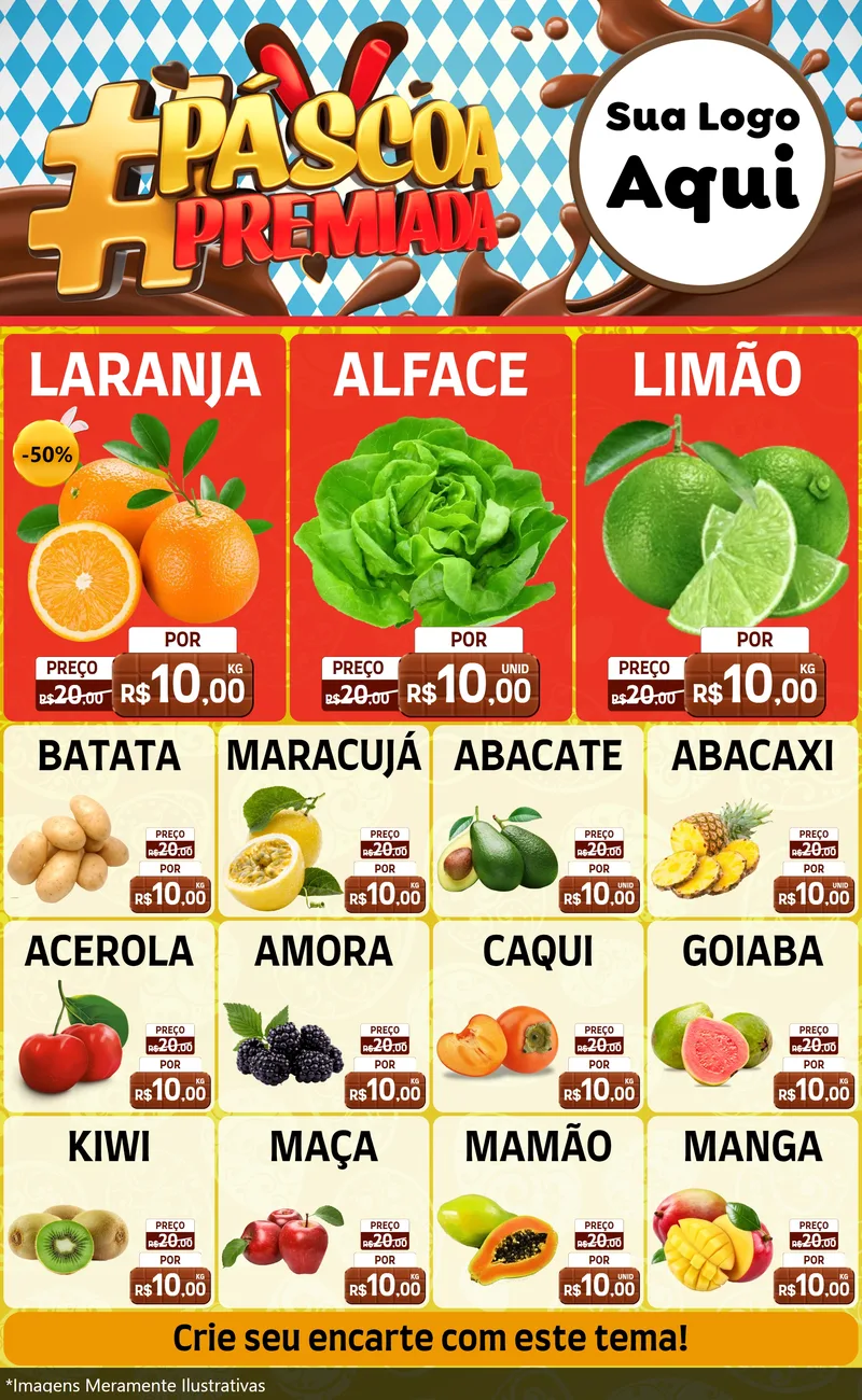 Modelo de Encarte para Encarte Grande com o tema Páscoa Premiada para Hortifrúti