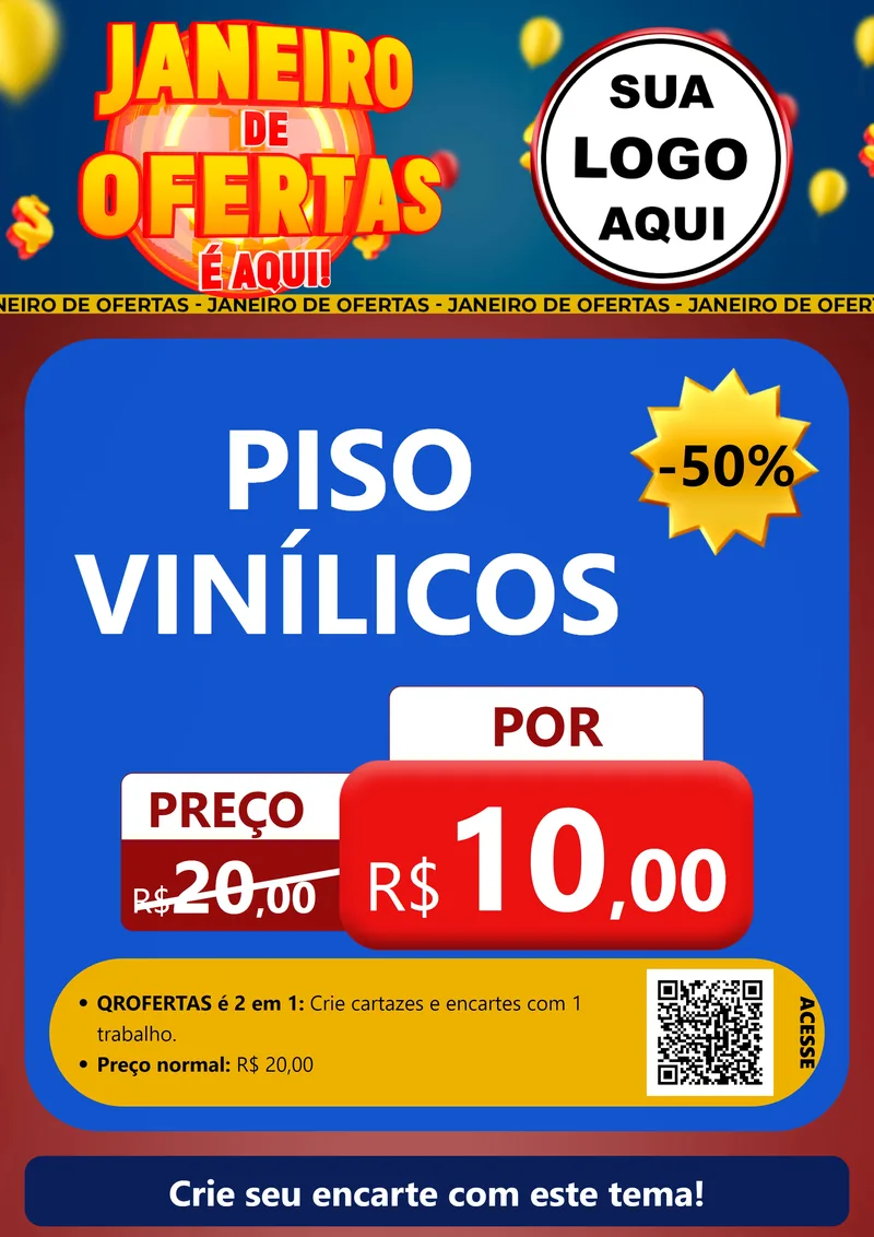Modelo de Cartaz para Cartaz A4 Vertical com o tema Janeiro de Ofertas É Aqui! para Material para Construção