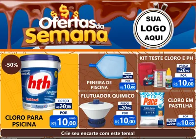 Modelo de Encarte para Encarte A4 Horizontal com o tema Ofertas da Semana - Páscoa para Produtos para Piscina