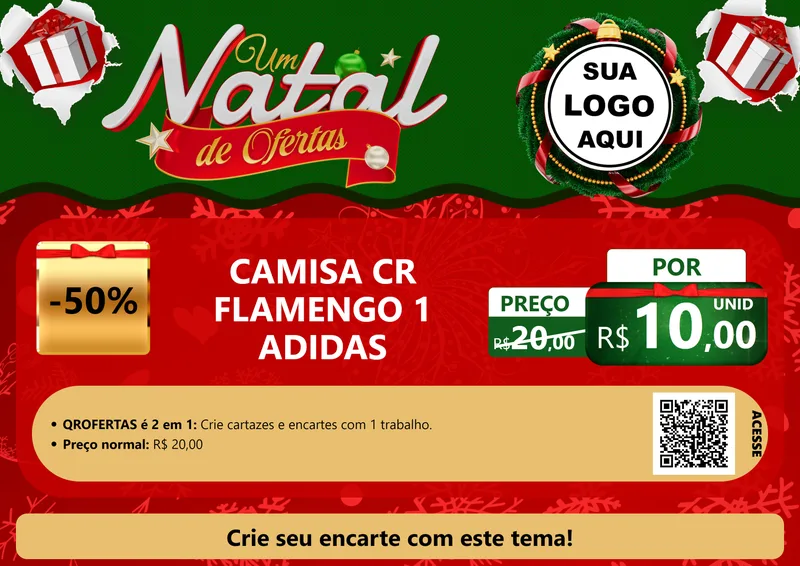 Modelo de Cartaz para Cartaz A4 Horizontal com o tema Um Natal de Ofertas para Roupas e acessórios