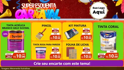 Modelo de TV para TV Horizontal com o tema Super Esquenta de Carnaval para Tintas e Ferramentas