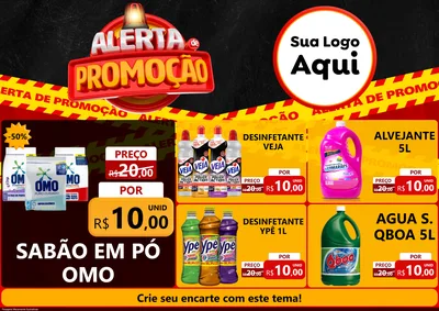 Modelo de Encarte para Encarte A4 Horizontal com o tema Alerta de Promoção para Produtos de Limpeza