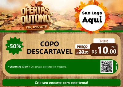 Modelo de Cartaz para Cartaz A4 Horizontal com o tema Ofertas de Outono - Vem, Aproveite! para Embalagens