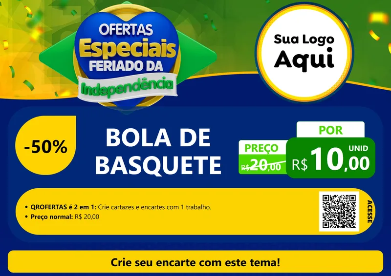Modelo de Cartaz para Cartaz A4 Horizontal com o tema Ofertas Especiais Feriado da Independência para Artigos Esportivos