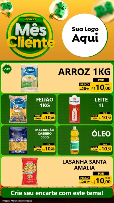 Modelo de TV para TV Vertical com o tema Especial Mês do Cliente para Supermercado