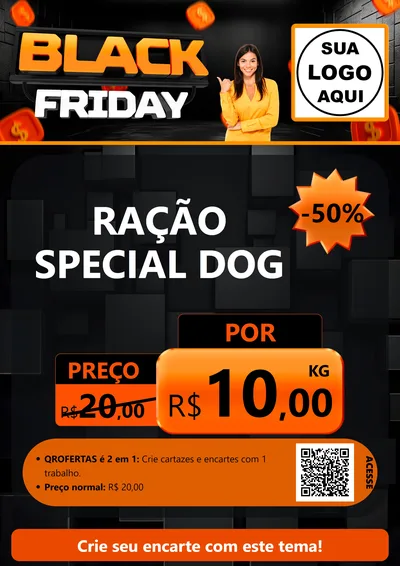Modelo de Cartaz para Cartaz A4 Vertical com o tema Black Friday para Pet Shop