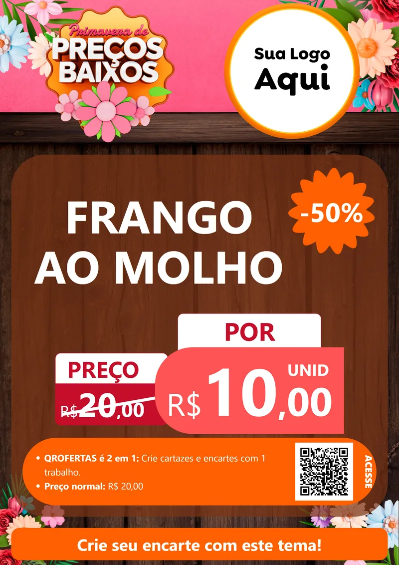 Modelo de Cartaz para Cartaz A4 Vertical com o tema Primavera de Preços Baixos para Restaurante