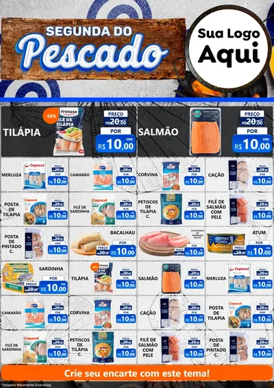 Modelo de Encarte para Encarte A4 Vertical com o tema Segunda do Pescado para Peixaria