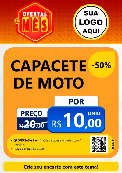 Modelo de Cartaz para Cartaz A4 Vertical com o tema Ofertas do Mês para Moto peças
