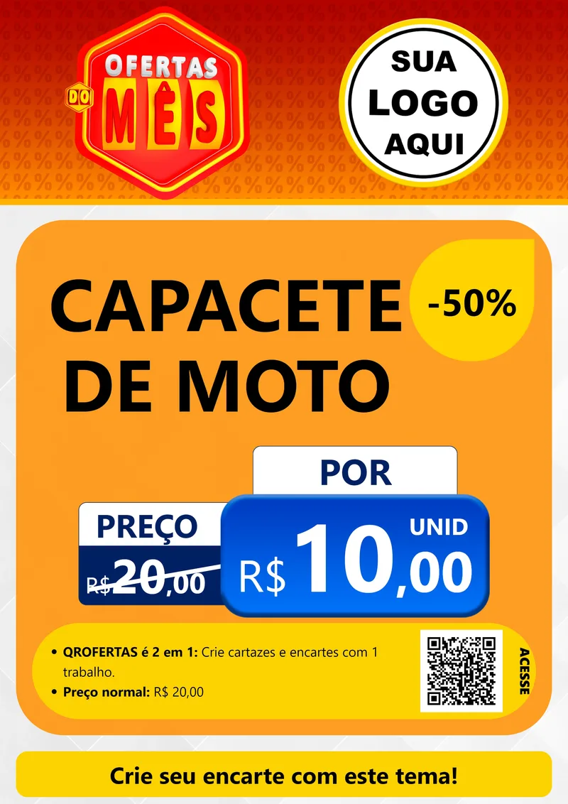 Modelo de Cartaz para Cartaz A4 Vertical com o tema Ofertas do Mês para Moto peças