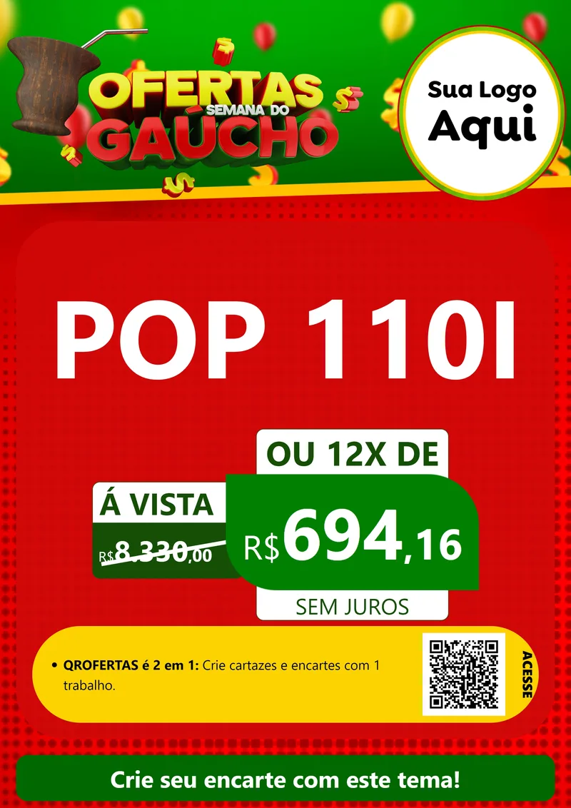 Modelo de Cartaz para Cartaz A4 Vertical com o tema Ofertas Semana Do Gaúcho para Concessionaria de Motos