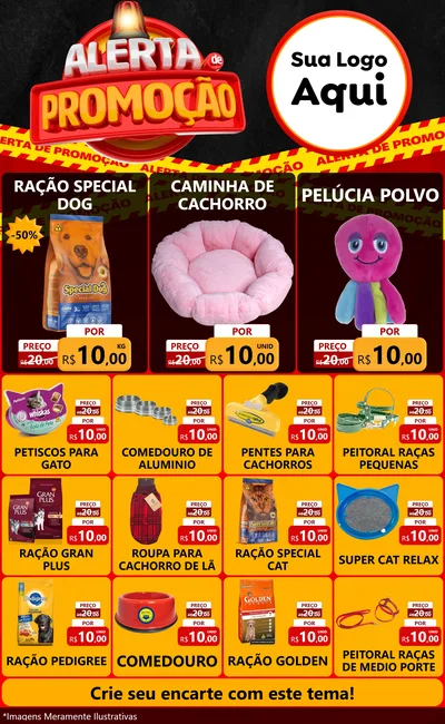 Modelo de Encarte para Encarte Grande com o tema Alerta de Promoção para Pet Shop