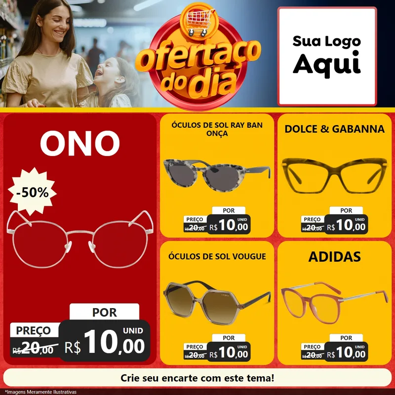 Modelo de Rede Social para Feed Facebook com o tema Ofertaço Do Dia para Óticas