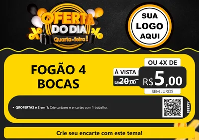 Modelo de Cartaz para Cartaz A4 Horizontal com o tema Oferta do Dia - Quarta Feira! para Móveis e Eletro