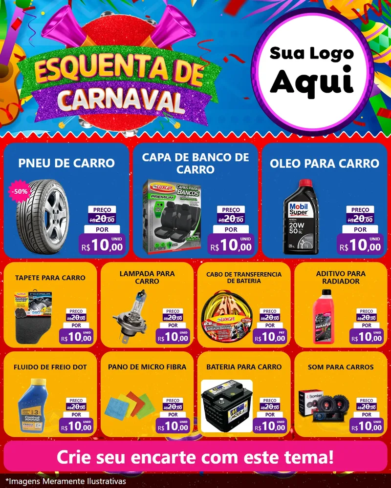 Modelo de Rede Social para Feed Instagram com o tema Esquenta de Carnaval para Auto peças