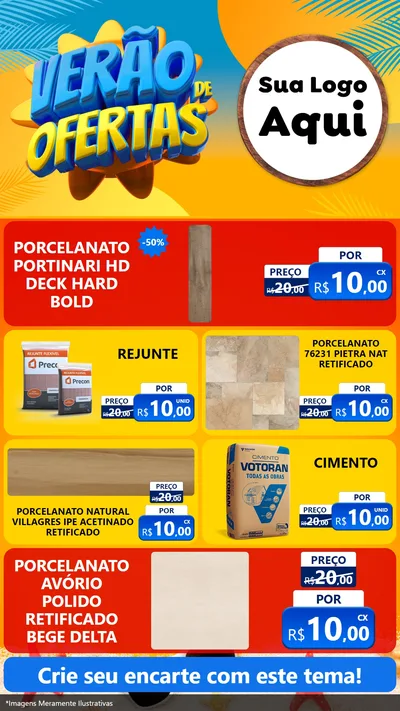 Modelo de TV para TV Vertical com o tema Verão de Ofertas para Pisos e revestimentos