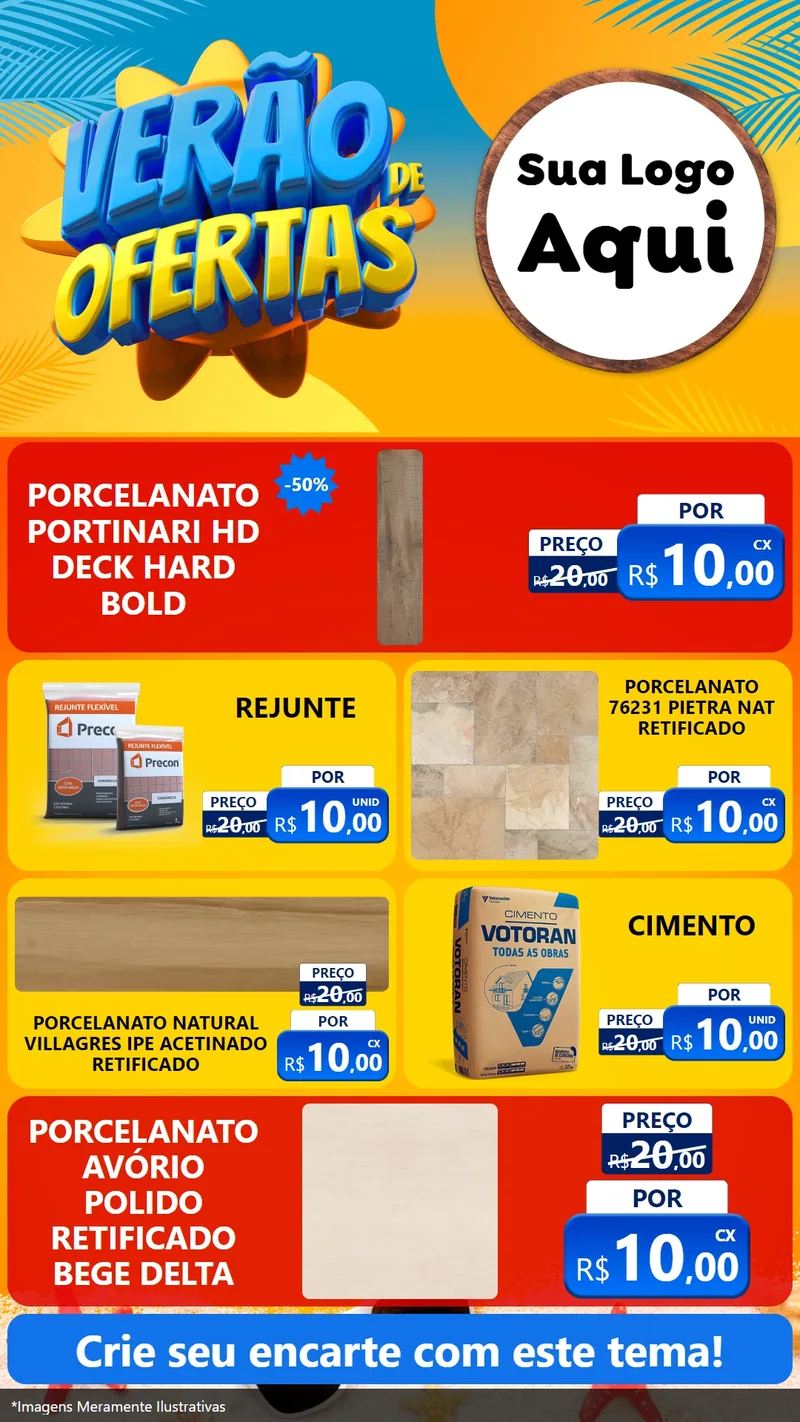Modelo de TV para TV Vertical com o tema Verão de Ofertas para Pisos e revestimentos
