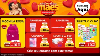 Modelo de TV para TV Horizontal com o tema Dia das Mães com Promoção para Papelaria