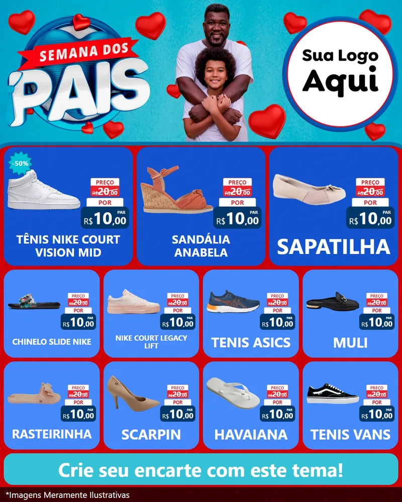Modelo de Rede Social para Feed Instagram com o tema Semana Dos Pais para Calçados