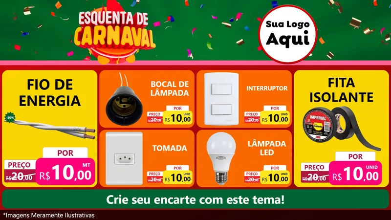 Modelo de TV para TV Horizontal com o tema Esquenta de Carnaval para Materiais Elétricos
