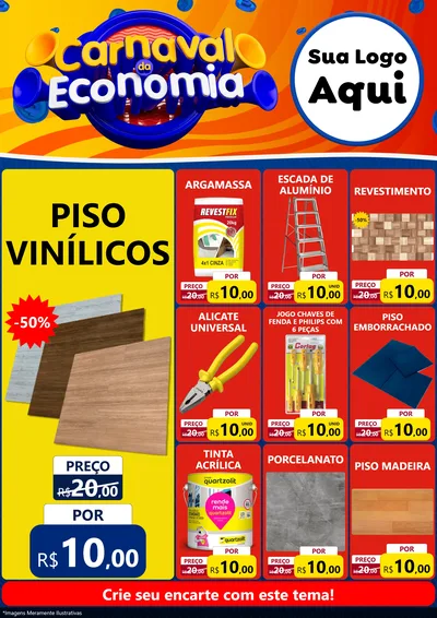 Modelo de Encarte para Encarte A4 Vertical com o tema Carnaval da Economia para Material para Construção
