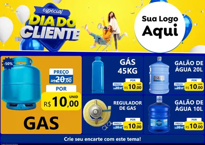 Modelo de Encarte para Encarte A4 Horizontal com o tema Especial Dia do Cliente para Água e gás
