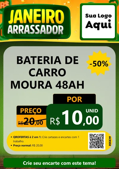 Modelo de Cartaz para Cartaz A4 Vertical com o tema Janeiro Arrasador para Baterias Elétricas