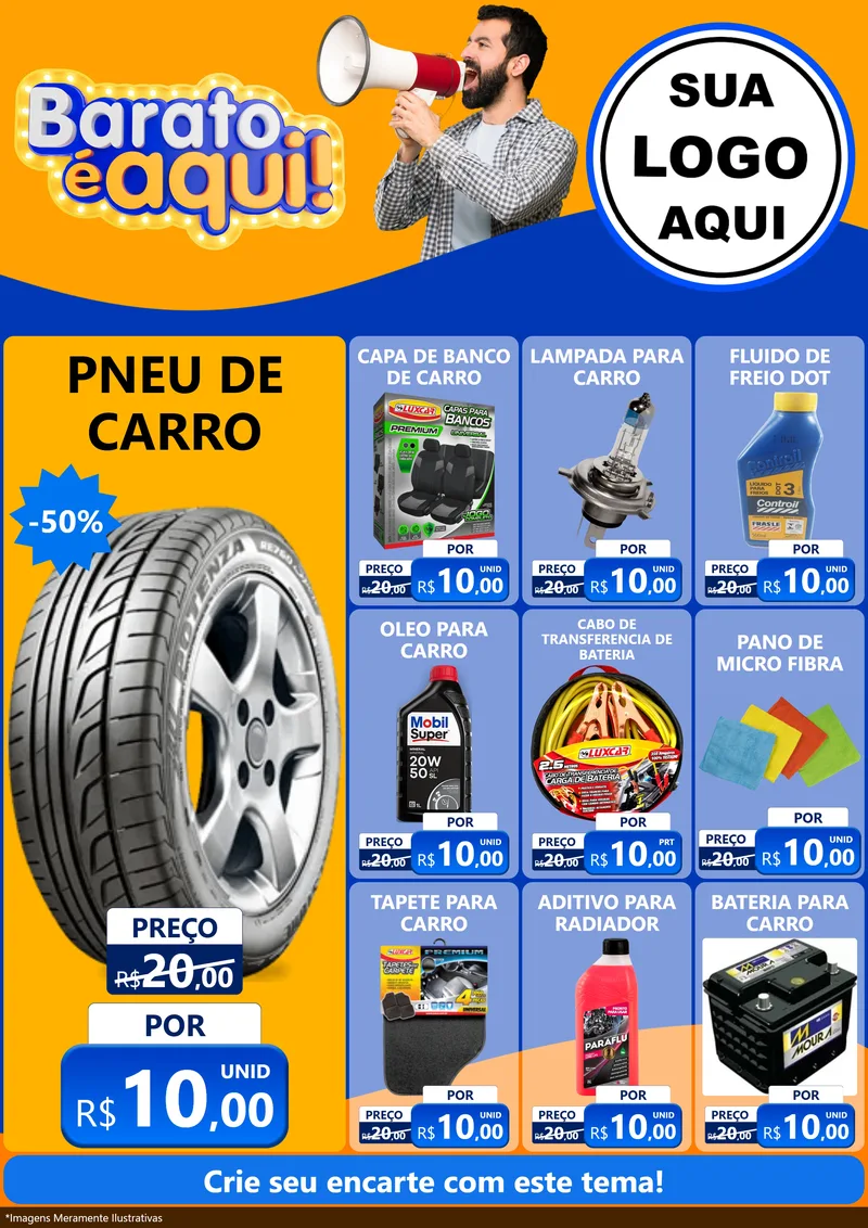 Modelo de Encarte para Encarte A4 Vertical com o tema Barato é aqui para Auto peças