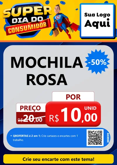 Modelo de Cartaz para Cartaz A4 Vertical com o tema Super Dia do Consumidor para Papelaria