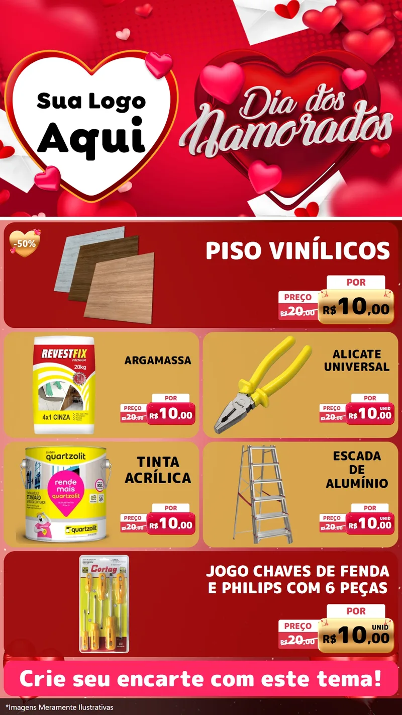 Modelo de TV para TV Vertical com o tema Dia Dos Namorados para Material para Construção