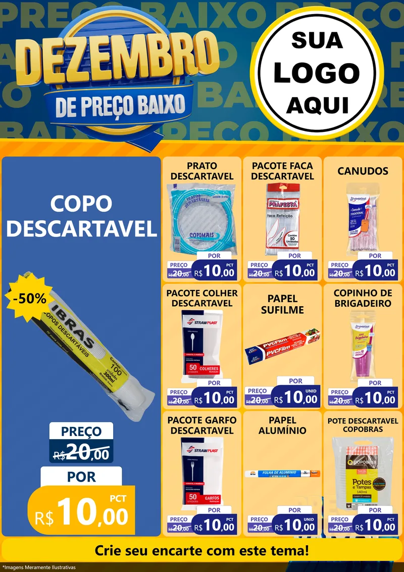 Modelo de Encarte para Encarte A4 Vertical com o tema Dezembro de Preço Baixo para Embalagens
