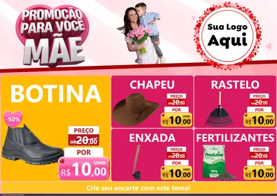 Modelo de Encarte para Encarte A4 Horizontal com o tema Promoção Para Você Mãe para Agropecuária