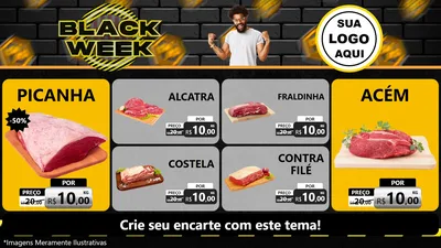 Modelo de TV para TV Horizontal com o tema Black Week para Açougue