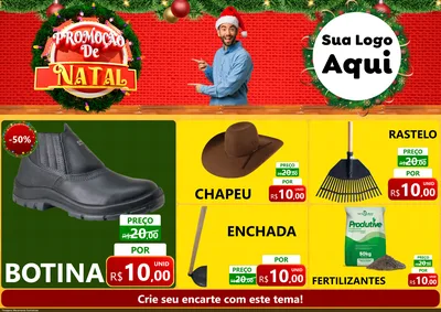 Modelo de Encarte para Encarte A4 Horizontal com o tema Promoção de Natal para Agropecuária