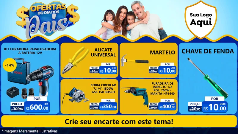 Modelo de TV para TV Horizontal com o tema Ofertas do Dia dos Pais para Maquinas e Ferramentas