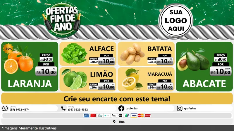 Modelo de TV para TV Horizontal com o tema Ofertas Fim de Ano para Hortifrúti