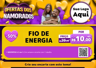 Modelo de Cartaz para Cartaz A4 Horizontal com o tema Oferta Dos Namorados para Materiais Elétricos