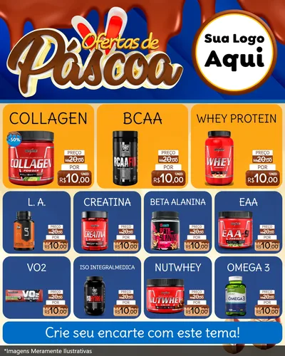 Modelo de Rede Social para Feed Instagram com o tema Ofertas de Páscoa para Suplementos alimentares