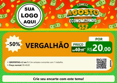 Modelo de Cartaz para Cartaz A4 Horizontal com o tema Comece Agosto Economizando para Ferragens