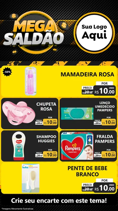 Modelo de TV para TV Vertical com o tema Mega Saldão para Bebês